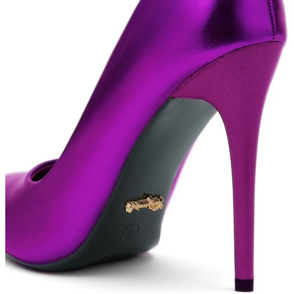 4 Inch Purple Womens Pumps High Heels Stiletto Pointed Closed Toe Bridal Shoes - Picture 3 of 9